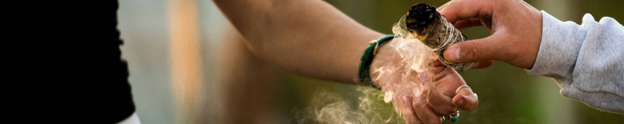 A sage smudging